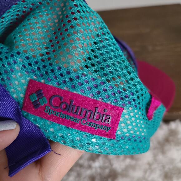 Vintage Columbia 90's Colorblock 5-Pantel Nylon Mesh Retro Hat One Size RARE - Picture 6 of 11